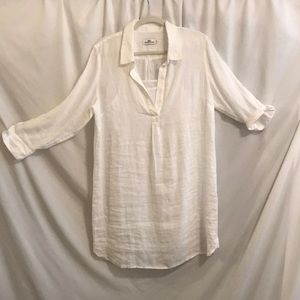White linen tunic dress